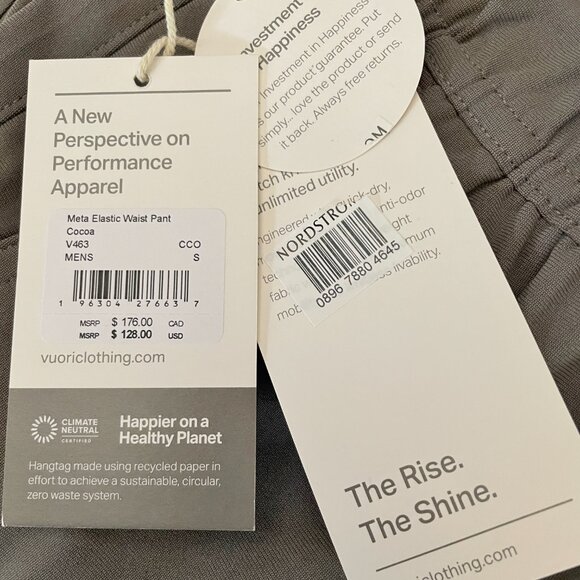 NEW Vuori Mens Meta Elastic Waist Pull-On Pants NWT S Cocoa Performance Knit - Picture 4 of 13